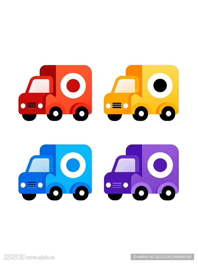 多彩卡通送货小货车图片