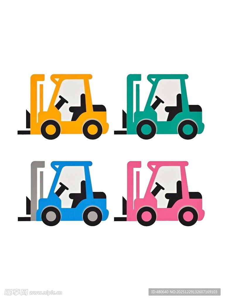 多彩叉车卡通图案