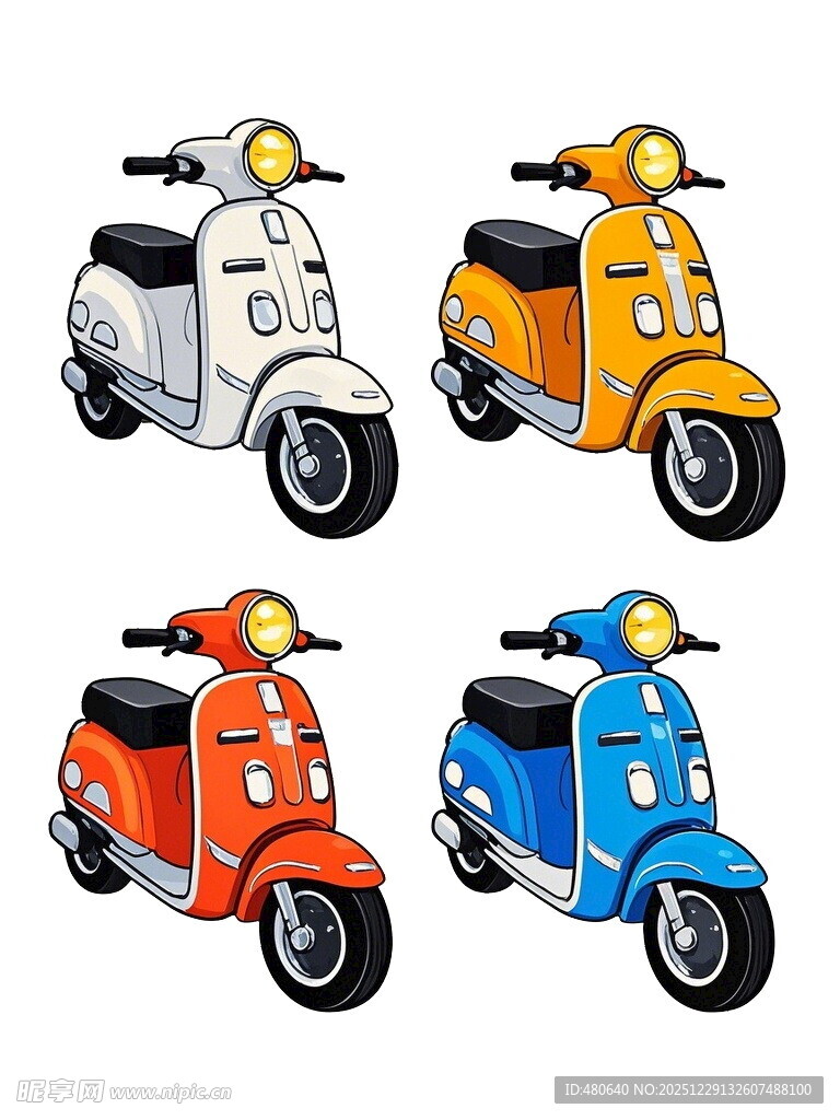 多彩复古风电动踏板摩托车