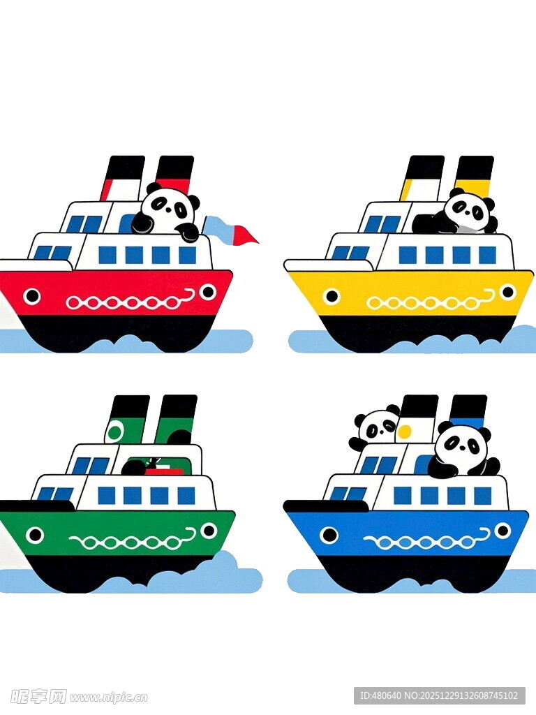 多彩卡通船只集合