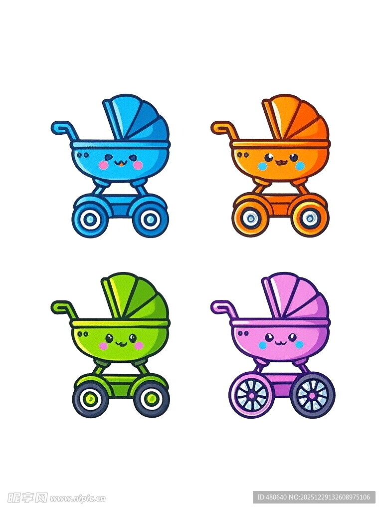 多彩婴儿车图案设计