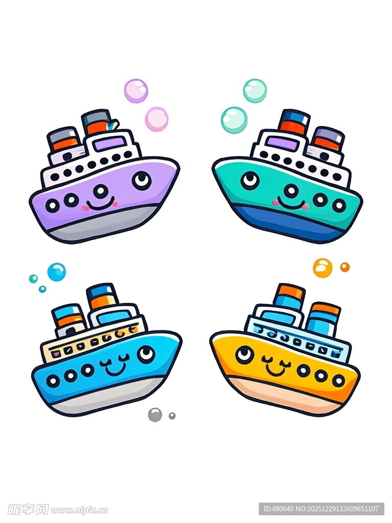 可爱卡通邮轮插画集合