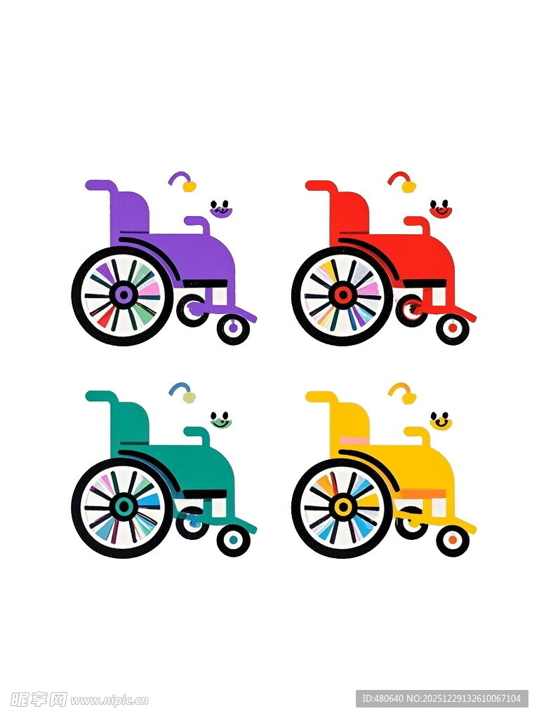 多彩复古婴儿车插画