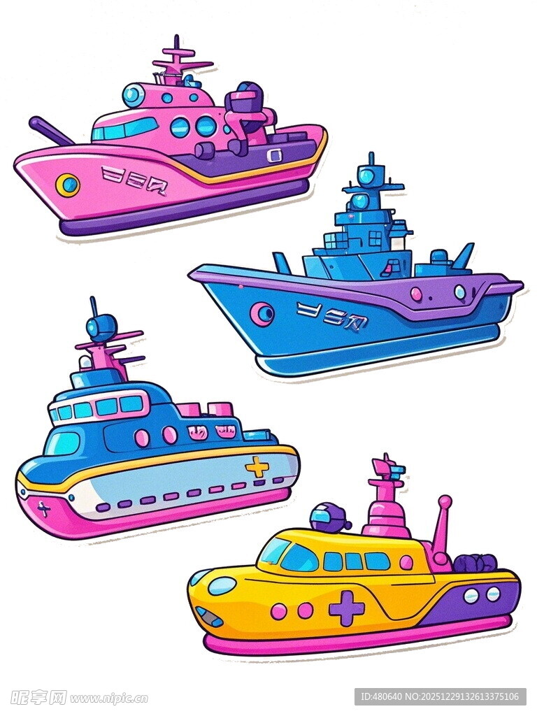 多彩卡通舰艇集合