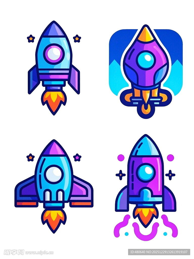 多彩火箭图标集合