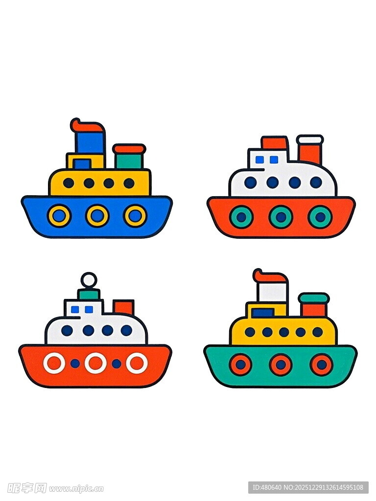 可爱卡通小轮船图案