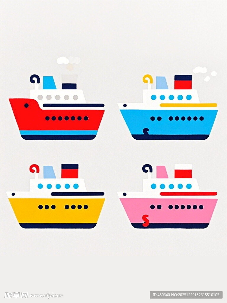 多彩卡通船只集合