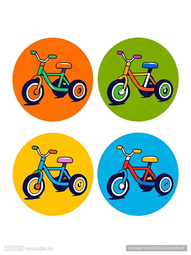 多彩卡通自行车图标