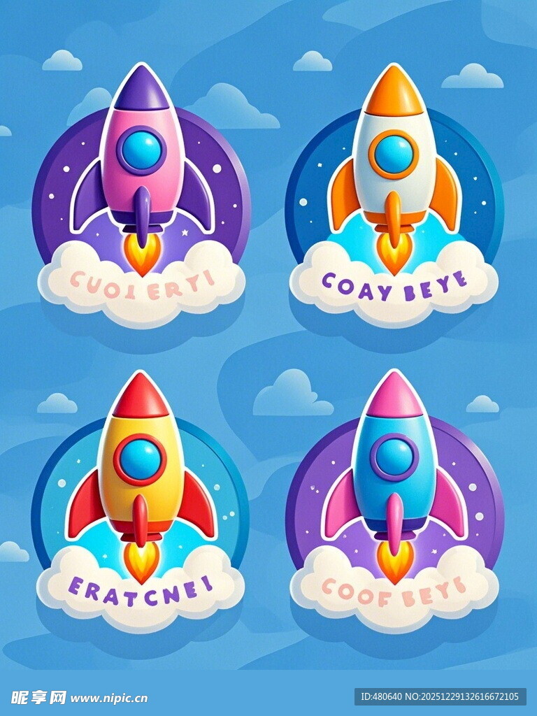 可爱火箭插画