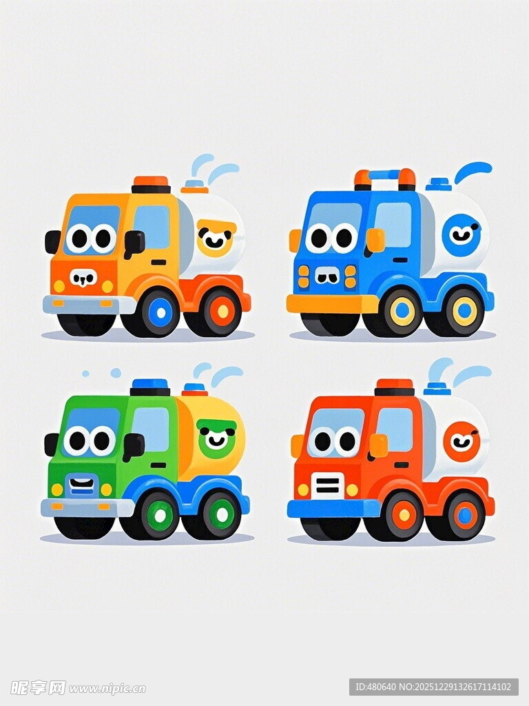 可爱多彩卡通工程车集合