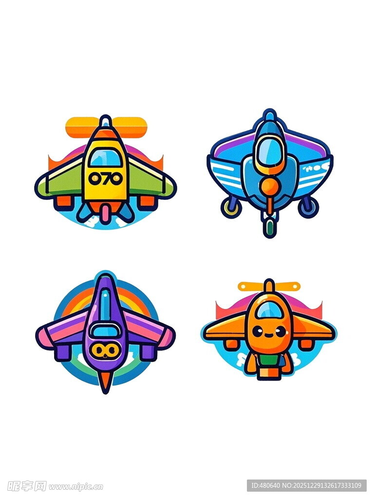 多彩卡通飞机图案集合