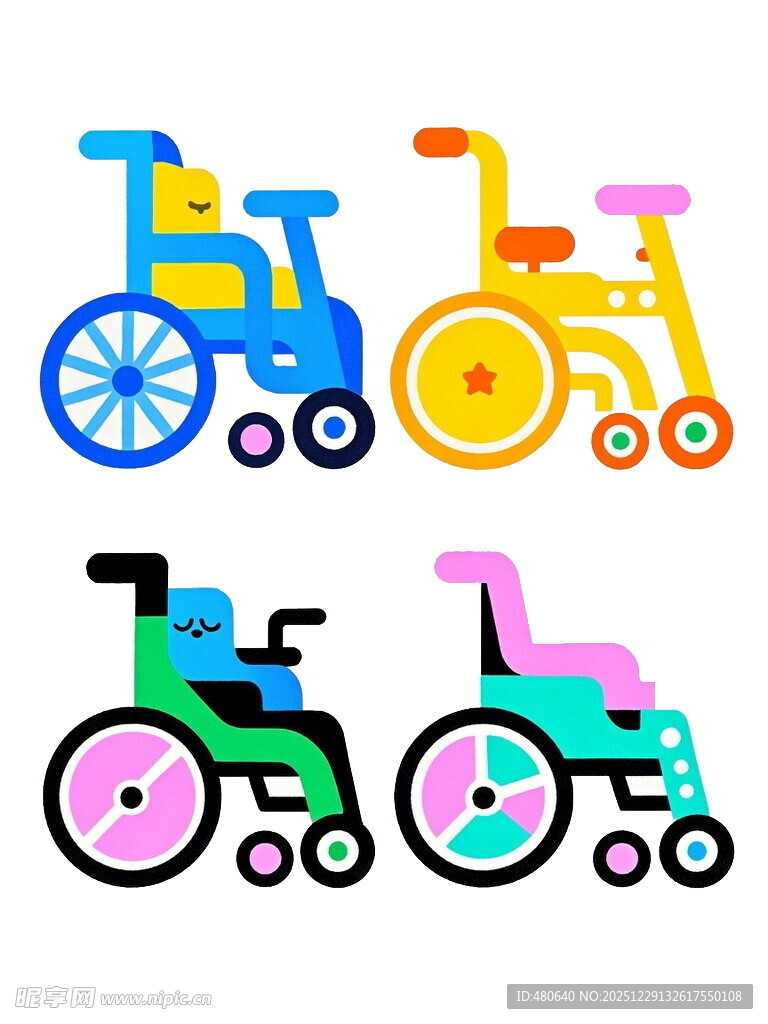 多彩儿童轮椅设计图案