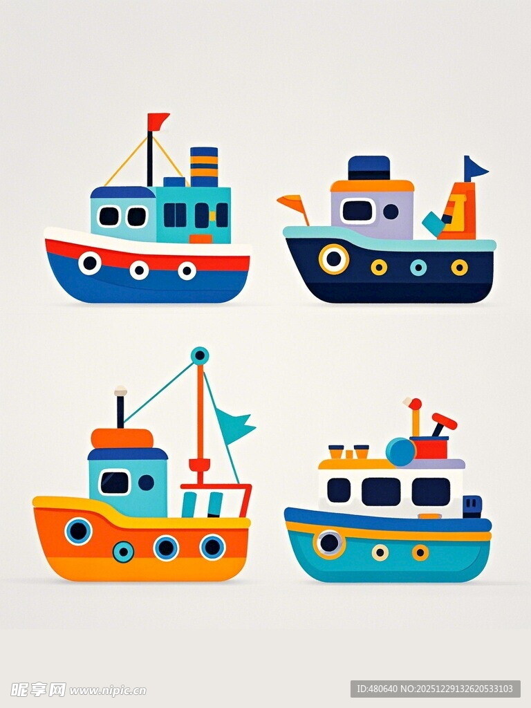 可爱卡通船只集合