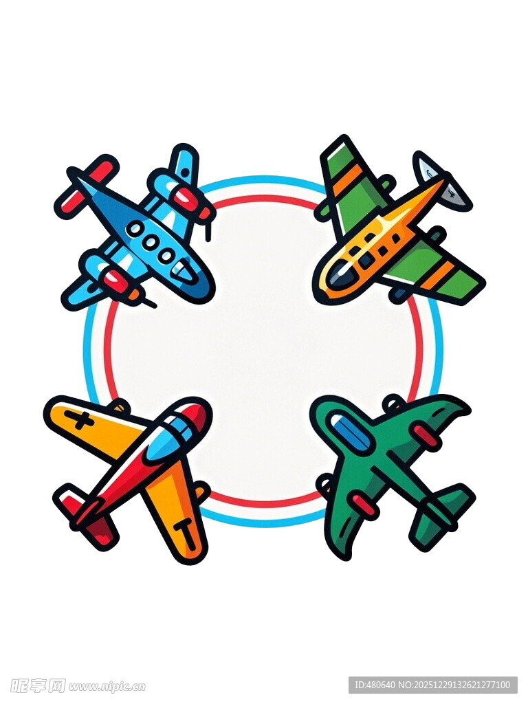 彩色飞机环绕图案