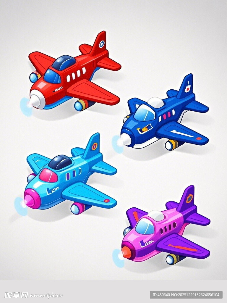 多彩玩具飞机排列展示