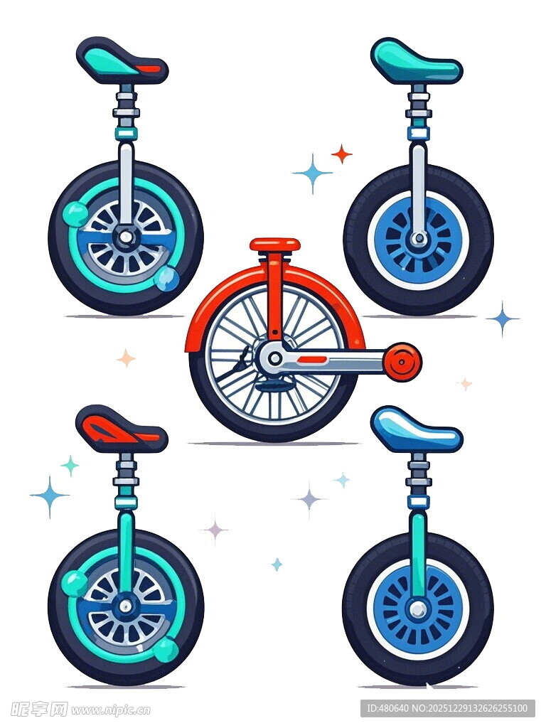 多彩独轮车插画