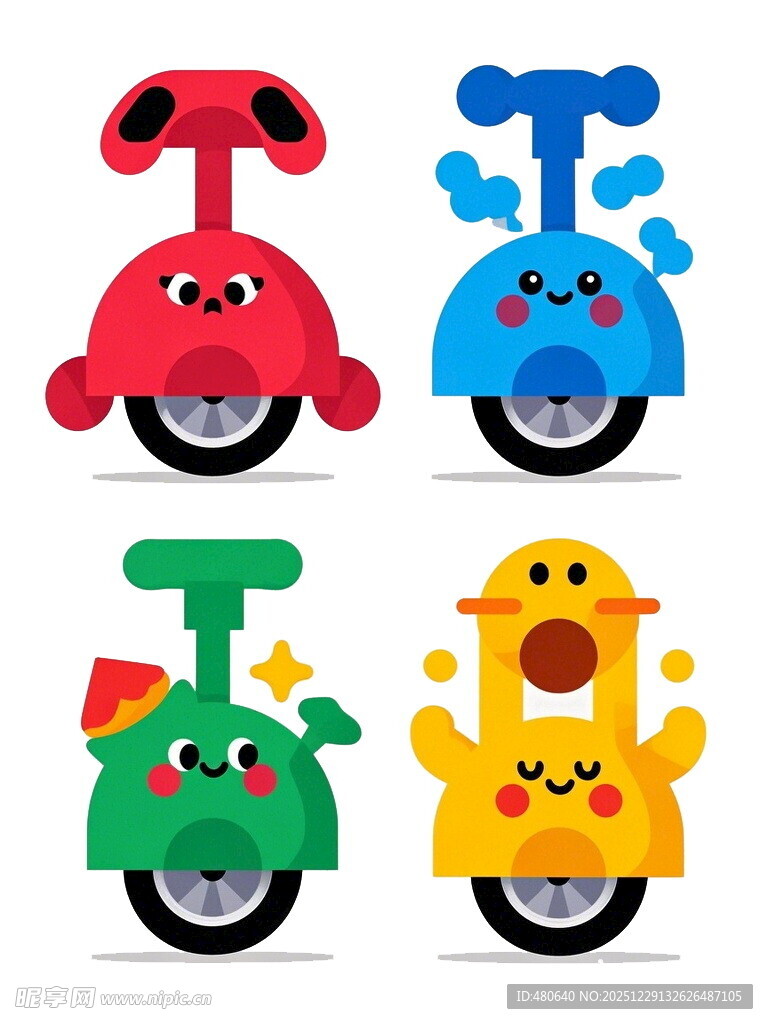 可爱卡通儿童平衡车四件套