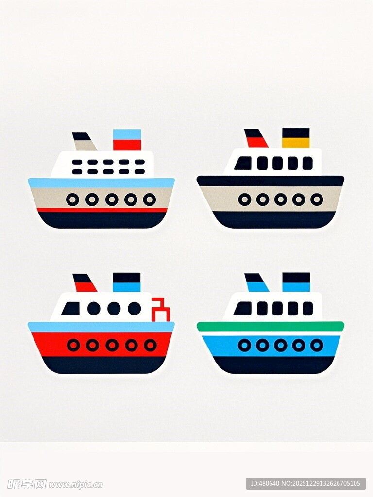 卡通风格多彩船只图案