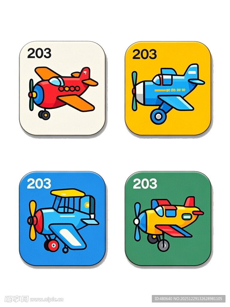 卡通飞机图案贴纸