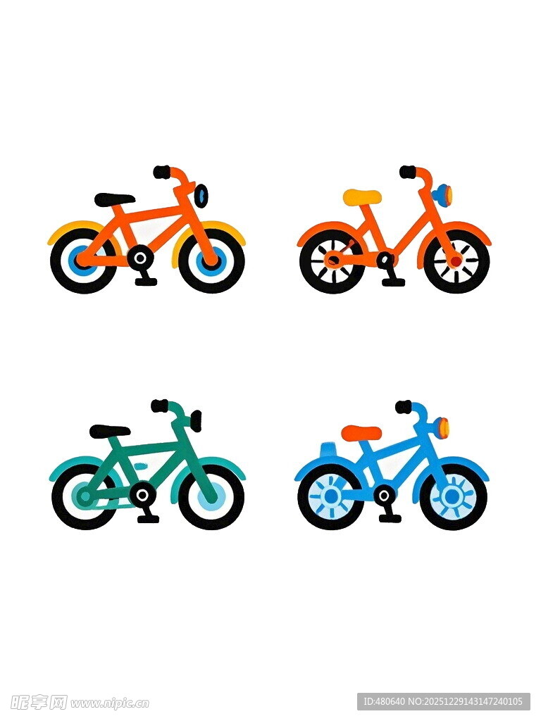 多彩儿童自行车图案设计
