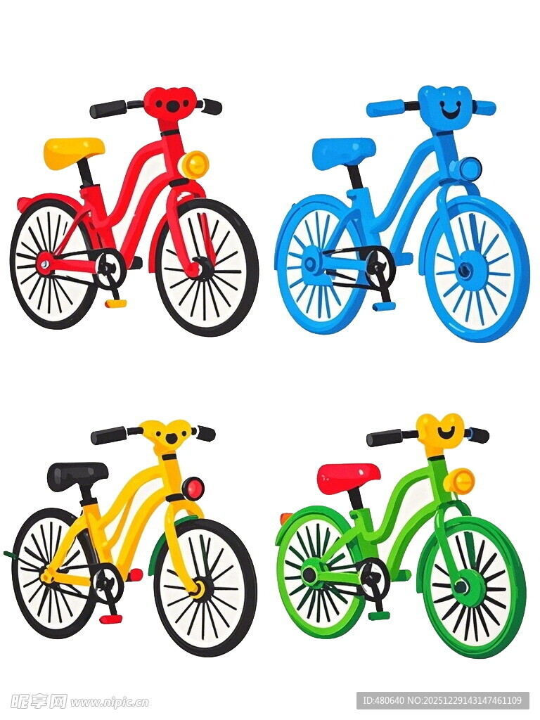 多彩儿童自行车展示