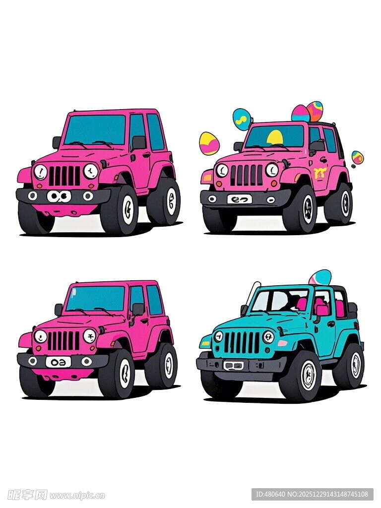 多彩卡通吉普车玩具展示