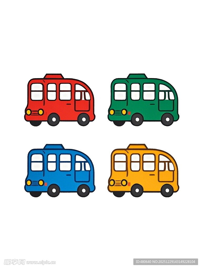 多彩卡通巴士图案