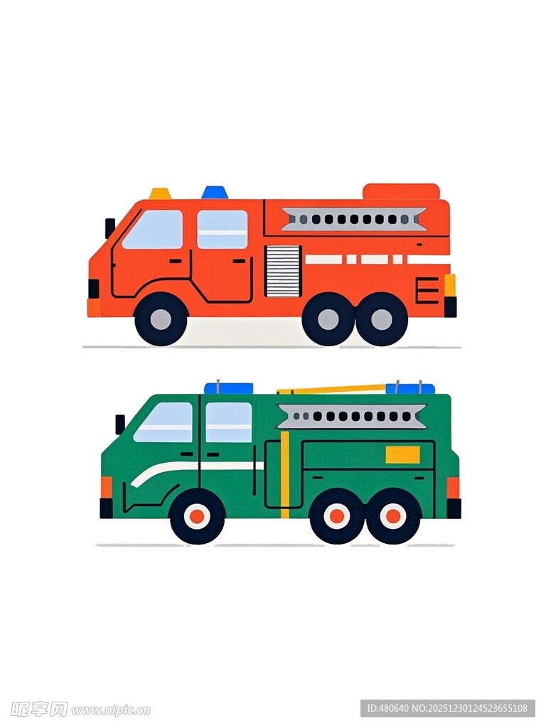 两辆卡通风格工程车