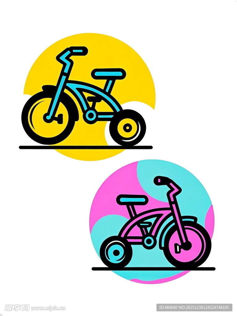 多彩儿童自行车图标设计