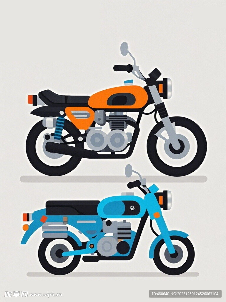 复古风格双款摩托车展示