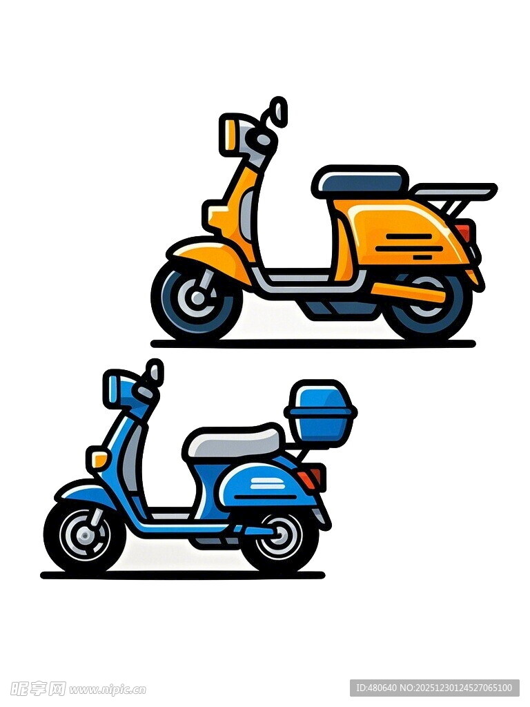 两辆复古风电动摩托车