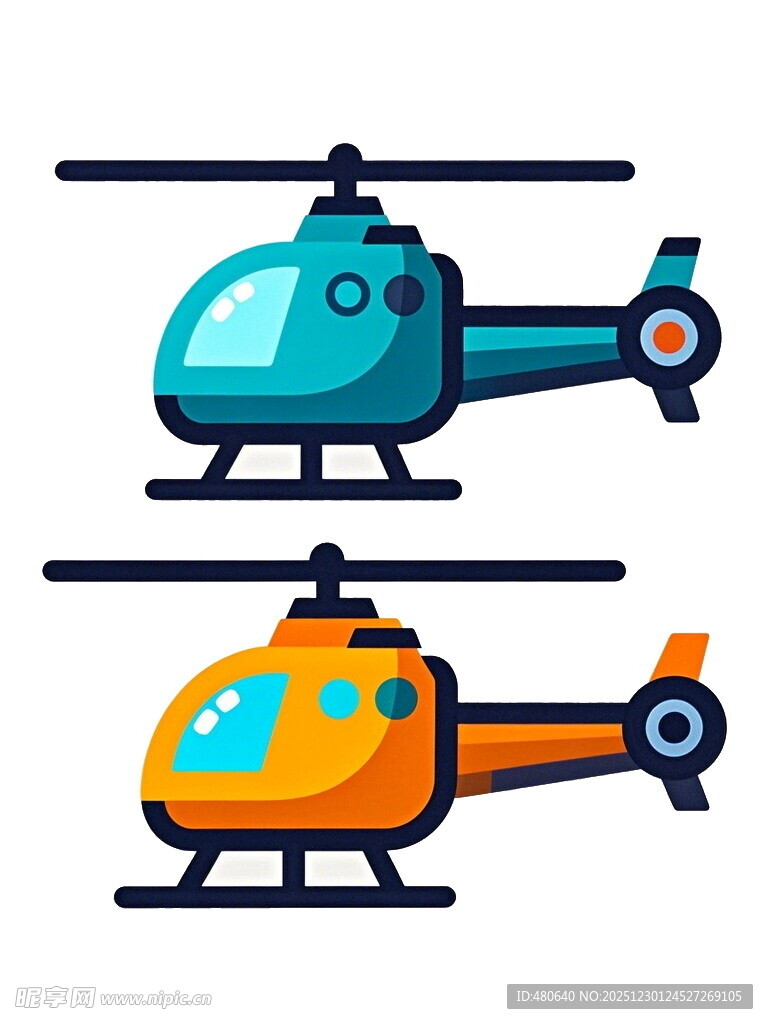 两架卡通直升机