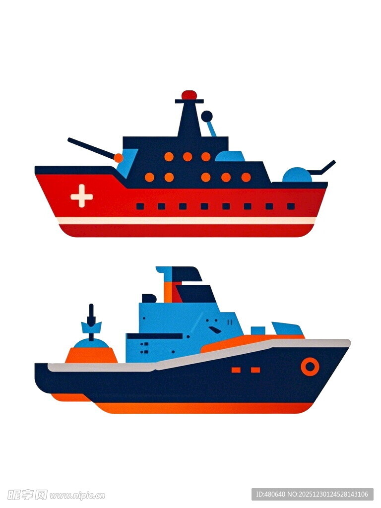 两艘船只插画