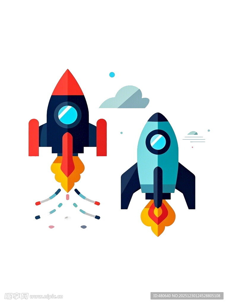 双火箭升空插画