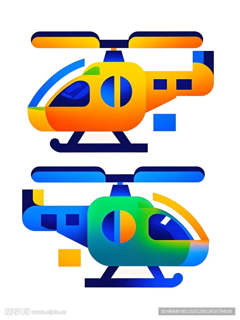 多彩卡通直升机