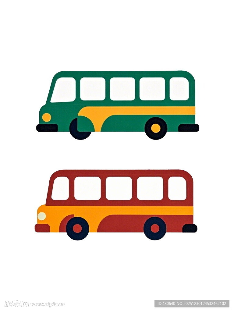 两辆多彩巴士图标