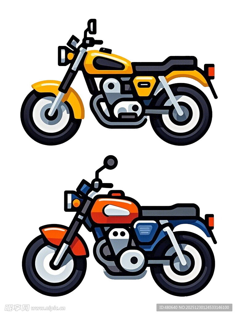 复古风格双款摩托车插画