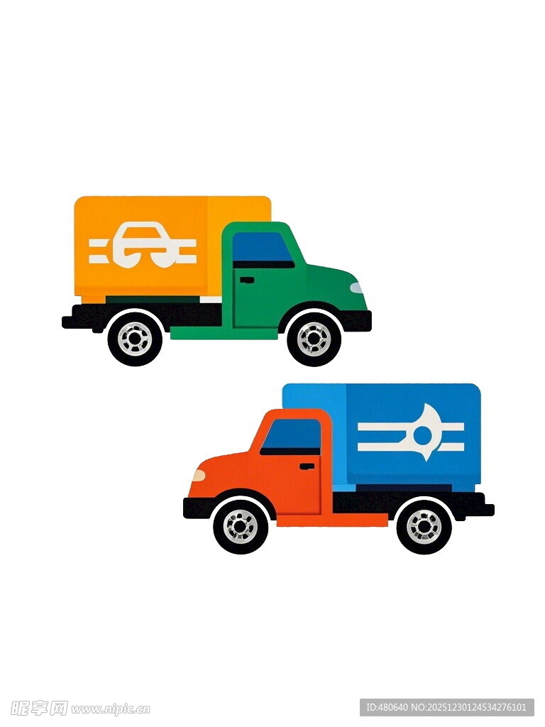 彩色货运卡车插画