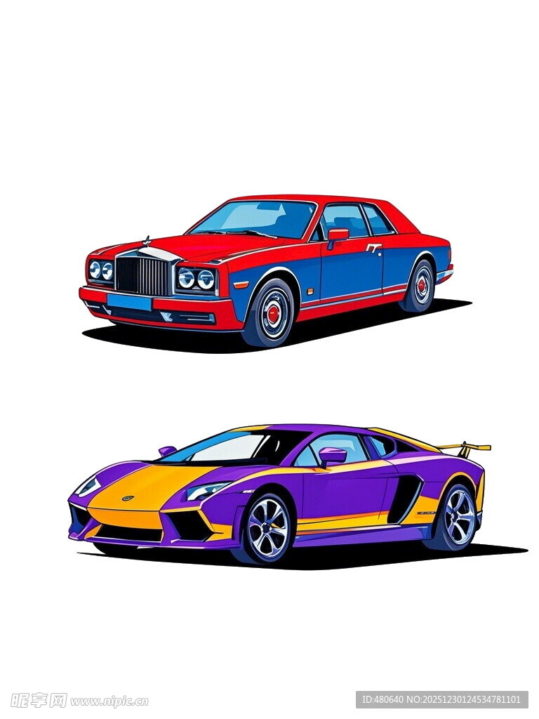 两辆炫酷跑车插画展示