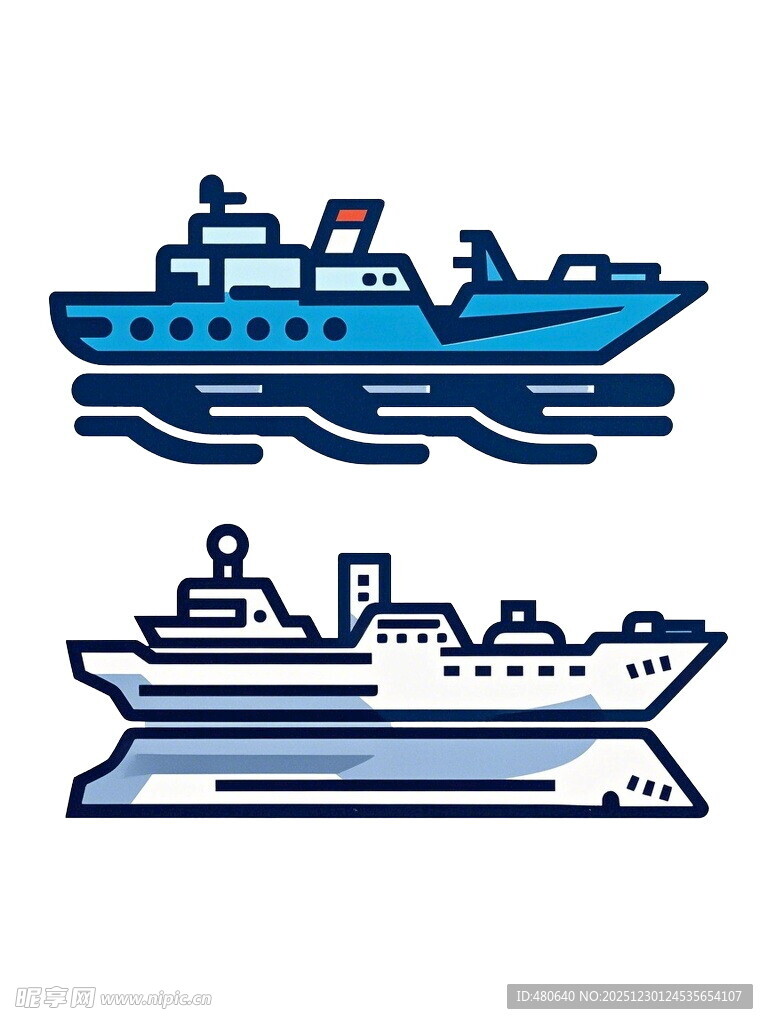 两艘船只插画