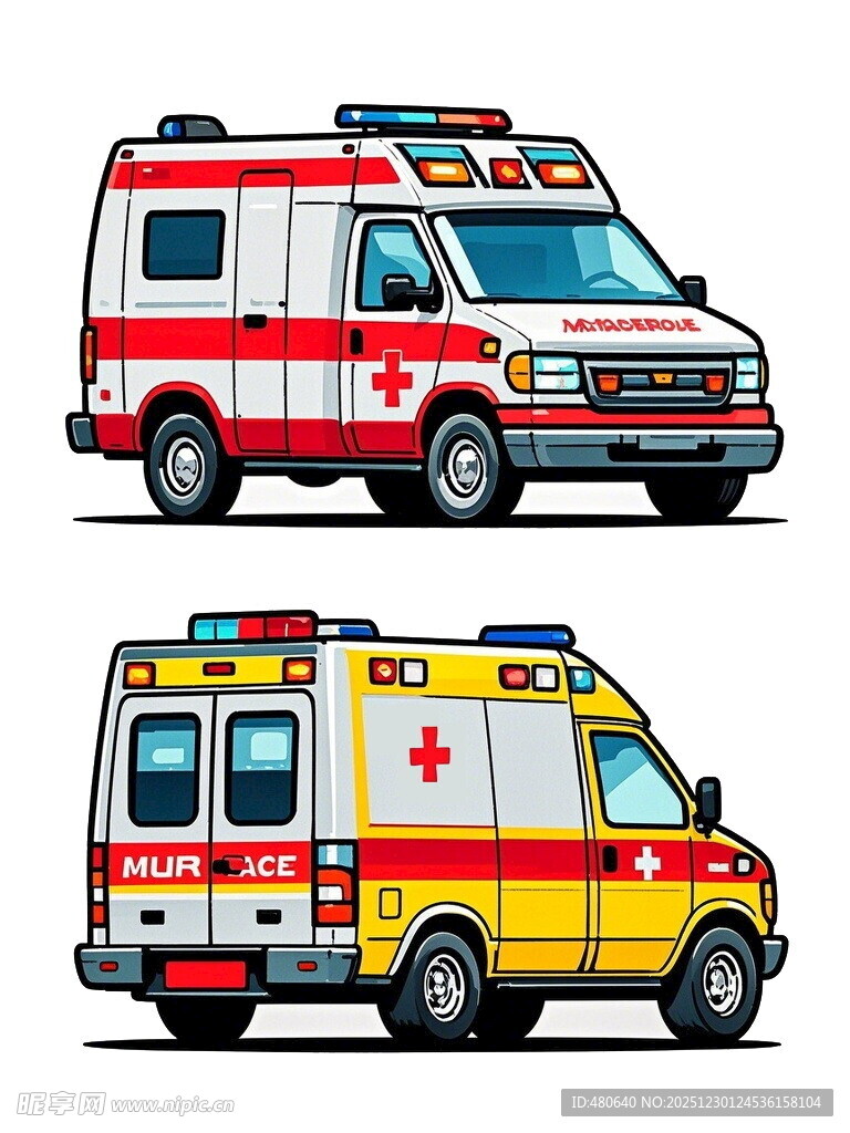 两款不同样式的急救车