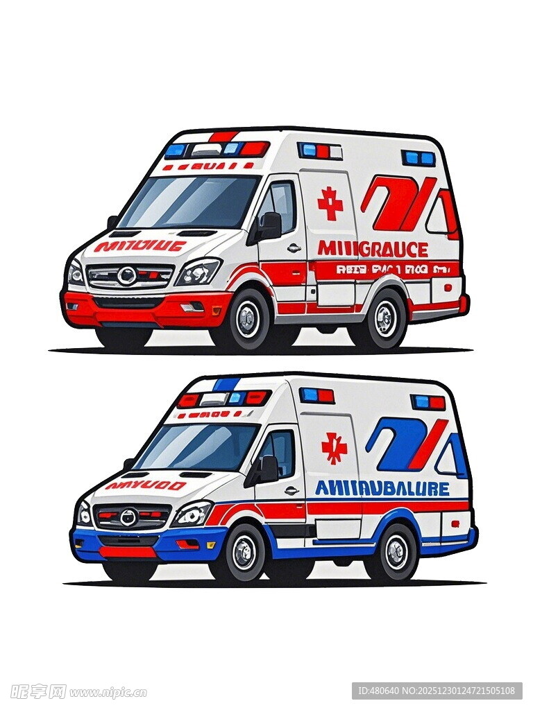两款救护车卡通形象展示