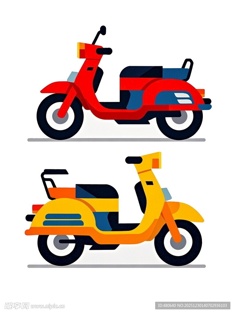 两辆复古风电动摩托车