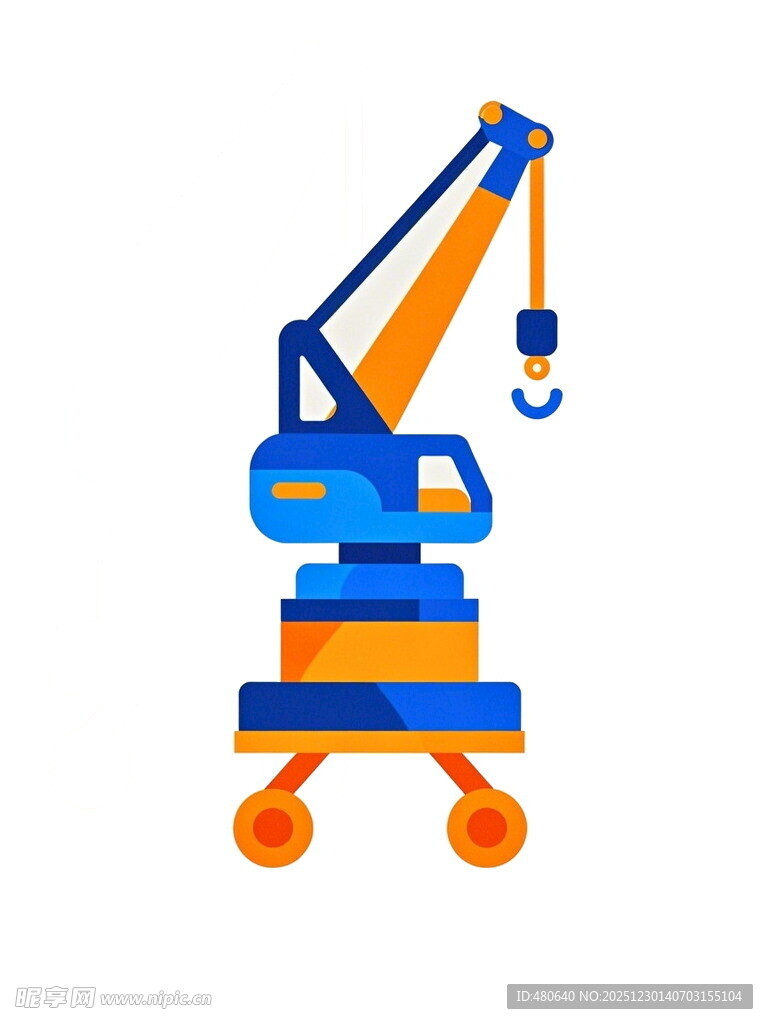 蓝色橙色起重机图标