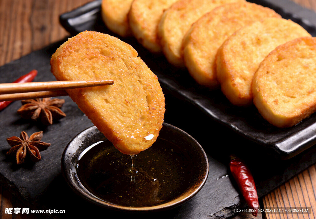 香煎馒头片配蘸料