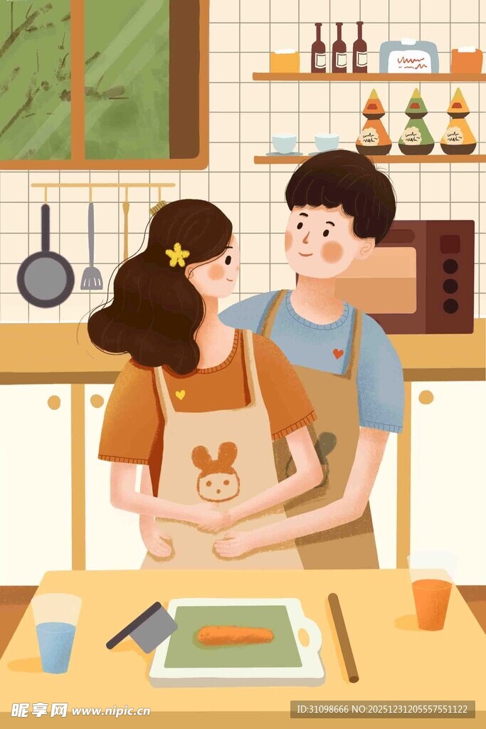 情侣厨房甜蜜共做烘焙