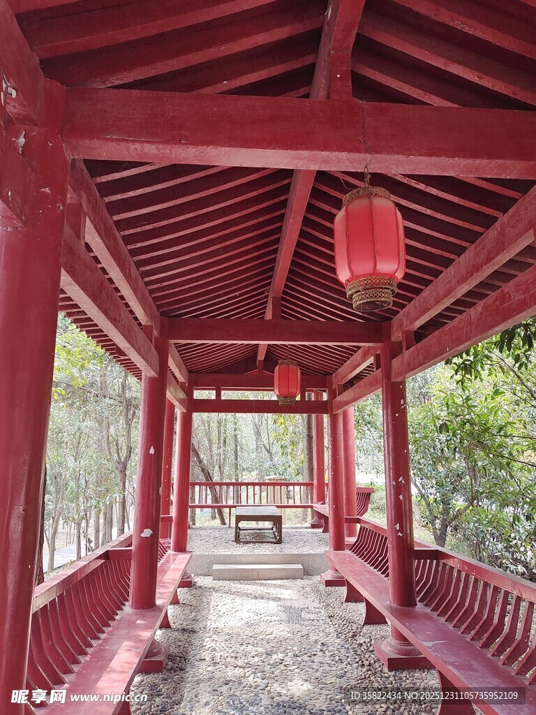 中式红亭 静谧雅致休憩处