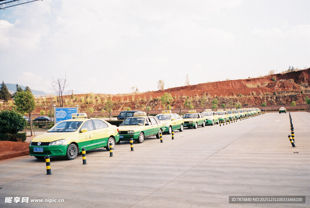 整齐排列的观光游览车