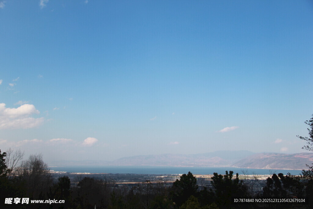 蓝天绿树间的开阔远景