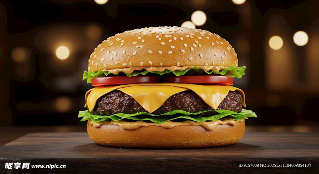 美味双层芝士牛肉汉堡